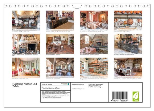 Produktbild: F&uuml;rstliche K&uuml;chen und Tafeln (Wandkalender 2026 DIN A4 quer), CALVENDO Monatskalender