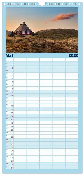 Produktbild: Familienplaner 2026 - D&auml;nemarks Nordseezauber mit 5 Spalten (Wandkalender, 21 x 45 cm) CALVENDO