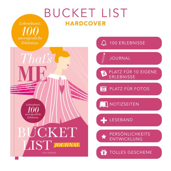Produktbild: That&rsquo;s Me Bucket List | Das ultimative Bucket List Buch f&uuml;r ein erf&uuml;lltes Leben | Das Ausf&uuml;llbuch f&uuml;r 100 unvergessliche Erlebnisse und Momente | 100 Dinge, die man im Leben getan haben muss