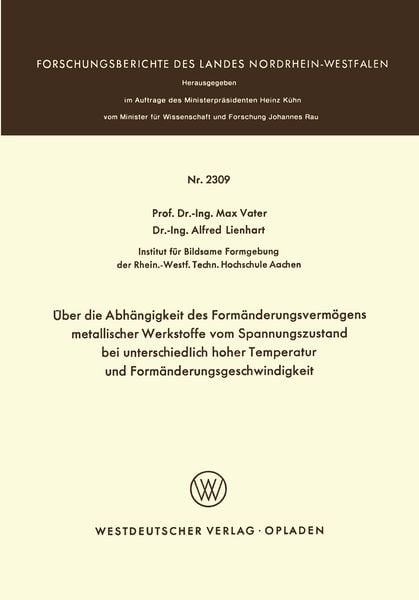 Produktbild: Vater, M: &Uuml;ber die Abh&auml;ngigkeit des Form&auml;nderungsverm&ouml;gens m