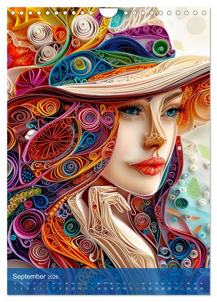 Produktbild: Quilling-Kunst - Elegante Frauenportr&auml;ts aus Papierstreifen (Wandkalender 2026 DIN A4 hoch), CALVENDO Monatskalender