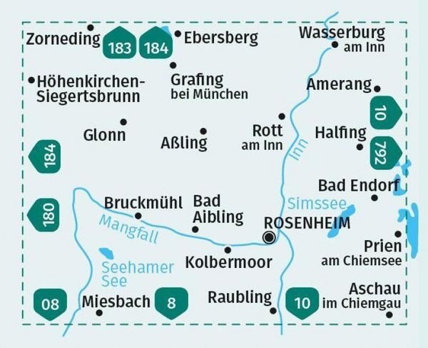 Produktbild: KOMPASS Wanderkarte 181 Rosenheim, Bad Aibling, Wasserburg am Inn 1:50.000