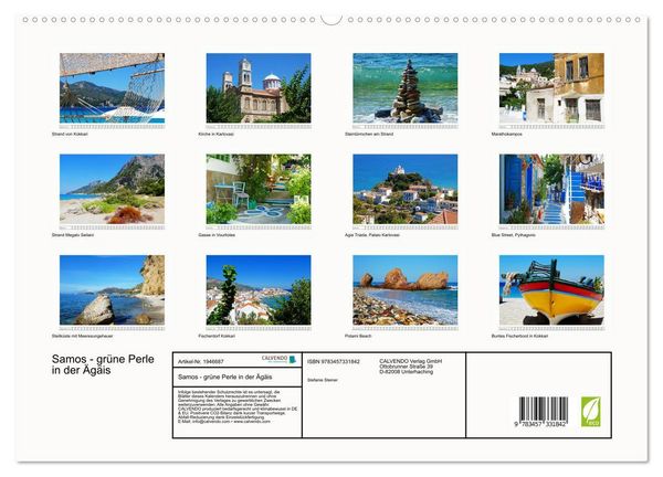 Produktbild: Samos - gr&uuml;ne Perle in der &Auml;g&auml;is (hochwertiger Premium Wandkalender 2026 DIN A2 quer), Kunstdruck in Hochglanz