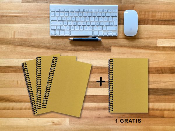 Produktbild: A 5 Notizbuch - Set, 3+1 gratis, Luxury 80 Seiten GOLD GMUND SHIMMER, punktiert 10x10mm