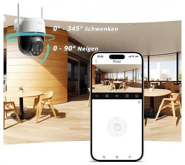 Produktbild: Dahua Technology Picoo A2 5 MP DH-IPC-P5ASP-PV-0400B-S2-EUR WLAN, Kabelgebunden IP &Uuml;berwachungskamera