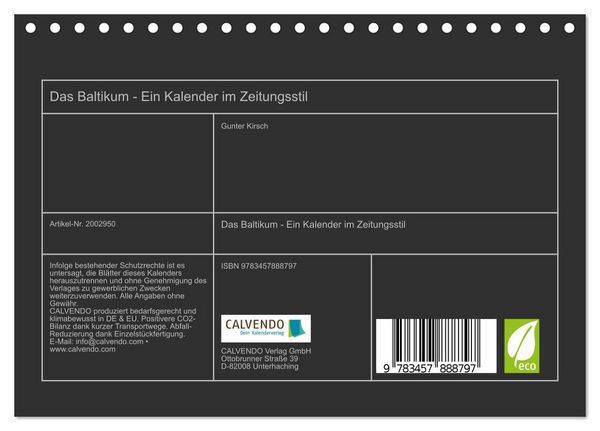 Produktbild: Das Baltikum - Ein Kalender im Zeitungsstil (Tischkalender 2026 DIN A5 quer), CALVENDO Monatskalender