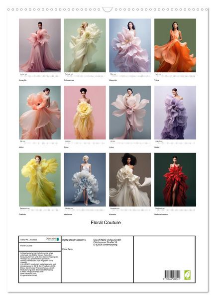 Produktbild: Floral Couture (Wandkalender 2026 DIN A2 hoch), CALVENDO Monatskalender