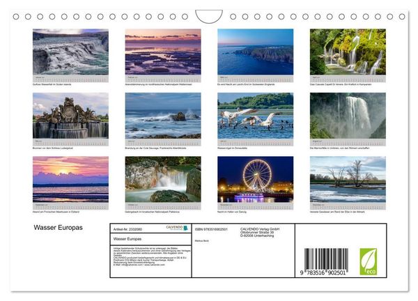 Produktbild: Wasser Europas (Wandkalender 2027 DIN A4 quer), CALVENDO Monatskalender