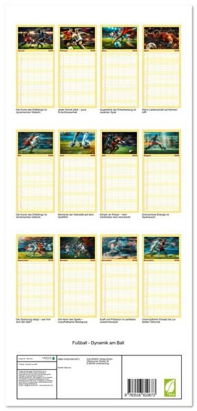 Produktbild: Familienplaner 2026 - Fu&szlig;ball - Dynamik am Ball mit 5 Spalten (Wandkalender, 21 x 45 cm) CALVENDO