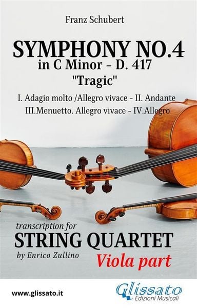 Produktbild: Viola part: Symphony No.4 "Tragic" by Schubert for String Quartet