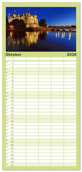 Produktbild: Familienplaner 2026 - Schwerin - Welterbe mit 5 Spalten (Wandkalender, 21 x 45 cm) CALVENDO
