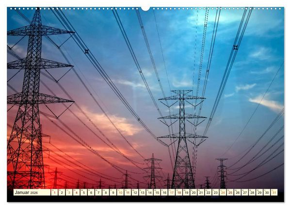 Produktbild: Strommasten - Wege des Stroms (hochwertiger Premium Wandkalender 2026 DIN A2 quer), Kunstdruck in Hochglanz