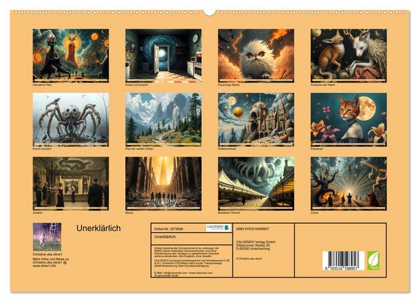 Produktbild: Unerkl&auml;rlich (hochwertiger Premium Wandkalender 2026 DIN A2 quer), Kunstdruck in Hochglanz