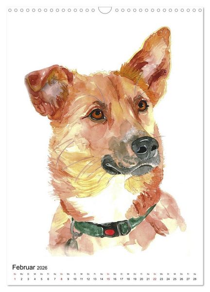 Produktbild: Hunde Portr&auml;ts in Aquarell (Wandkalender 2026 DIN A3 hoch), CALVENDO Monatskalender
