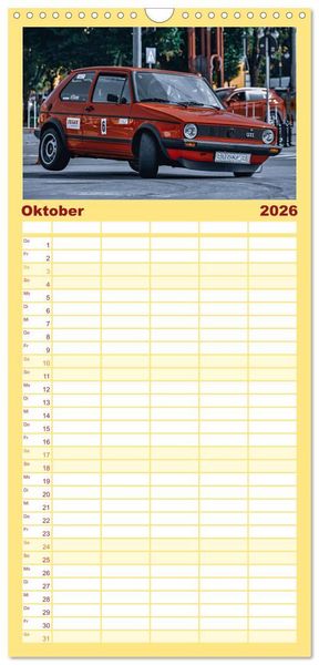 Produktbild: Familienplaner 2026 - Rally Ikonen mit 5 Spalten (Wandkalender, 21 x 45 cm) CALVENDO