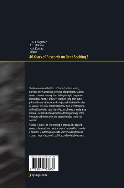 Produktbild: 40 Years of Research on Rent Seeking 2