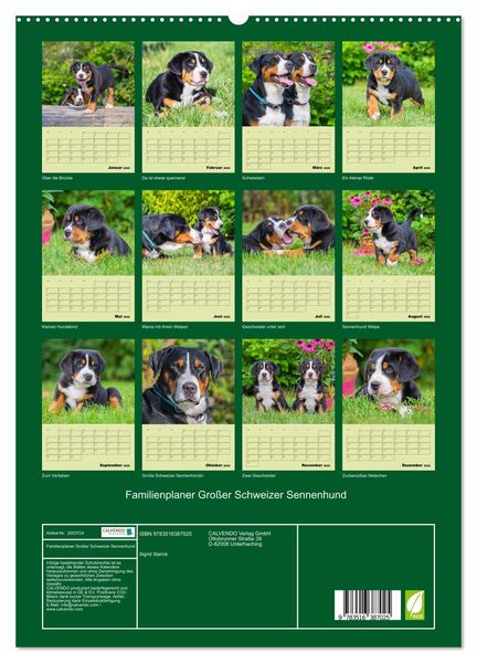 Produktbild: Familienplaner Gro&szlig;er Schweizer Sennenhund (hochwertiger Premium Wandkalender 2026 DIN A2 hoch), Kunstdruck in Hochglanz
