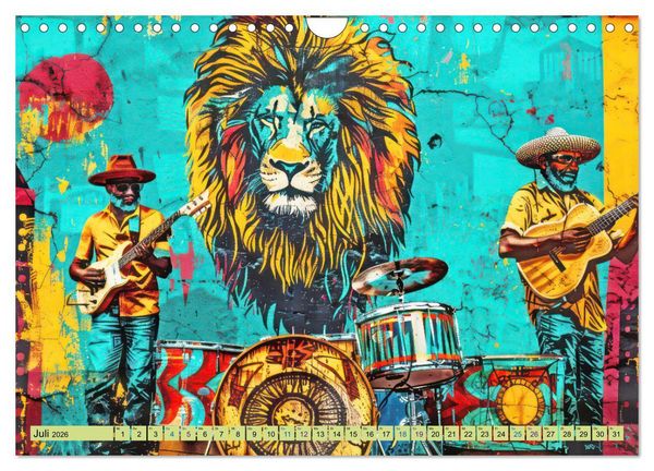 Produktbild: Musikanten im Pop-Art Stil (Wandkalender 2026 DIN A4 quer), CALVENDO Monatskalender
