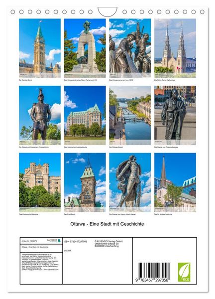 Produktbild: Ottawa - Eine Stadt mit Geschichte (Wandkalender 2026 DIN A4 hoch), CALVENDO Monatskalender