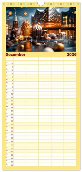 Produktbild: Familienplaner 2026 - S&uuml;&szlig;e Skyline Symphonie mit 5 Spalten (Wandkalender, 21 x 45 cm) CALVENDO