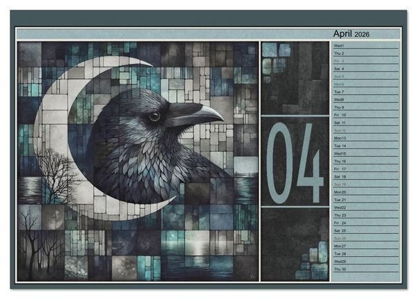Produktbild: Crows. Shades of the Unseen. Art. (Desk Calendar 2026 DIN A5 landscape), CALVENDO 12 Month DeskCalendar