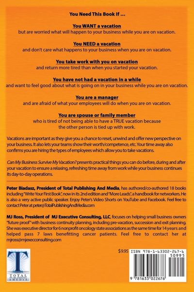 Produktbild: Can My Business Survive My Vacation? A Practical Guide For Business Owners and Managers Who Dream of Taking A Vacation