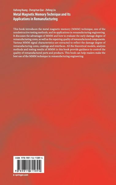 Produktbild: Metal Magnetic Memory Technique and Its Applications in Remanufacturing