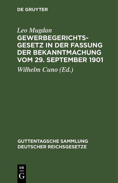Produktbild: Gewerbegerichtsgesetz in der Fassung der Bekanntmachung vom 29. September 1901