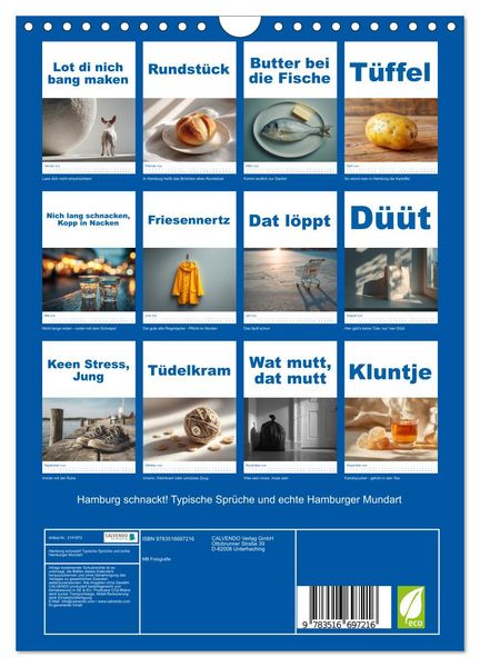 Produktbild: Hamburg schnackt! Typische Spr&uuml;che und echte Hamburger Mundart (Wandkalender 2026 DIN A4 hoch), CALVENDO Monatskalender