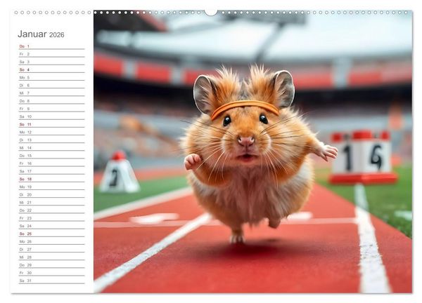 Produktbild: Hamster Olympiade - Der flauschigste Wettkampf des Jahres (hochwertiger Premium Wandkalender 2026 DIN A2 quer), Kunstdruck in Hochglanz