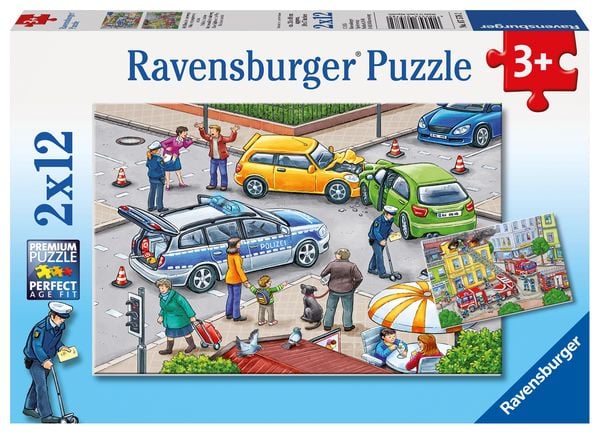 Puzzle Ravensburger Mit Blaulicht unterwegs 2 X 12 Teile