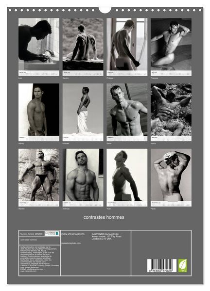 Produktbild: contrastes hommes (Calendrier mural 2026 DIN A3 horizontal), CALVENDO calendrier mensuel