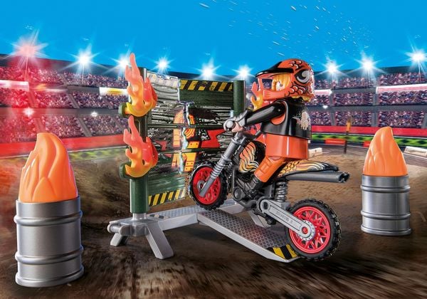 PLAYMOBIL® Stuntshow 71256 Starter Pack Stuntshow Motorrad mit Feuerwand