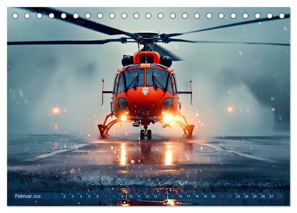 Produktbild: Im Bann der Rettung - Rettungshubschrauber (Tischkalender 2026 DIN A5 quer), CALVENDO Monatskalender