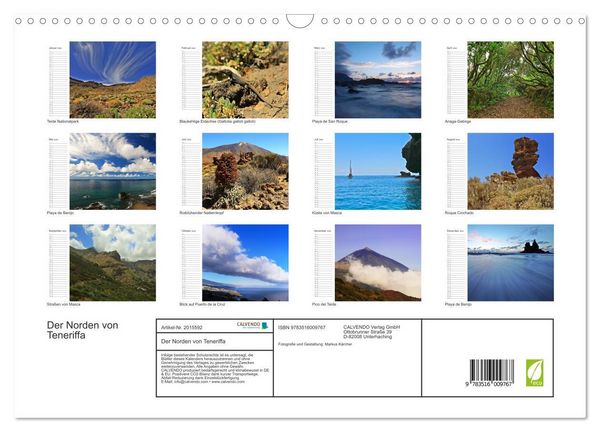 Produktbild: Der Norden von Teneriffa (Wandkalender 2026 DIN A3 quer), CALVENDO Monatskalender