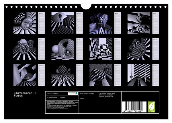 Produktbild: 3 Dimensionen - 2 Farben (Wandkalender 2026 DIN A4 quer), CALVENDO Monatskalender