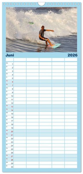 Produktbild: Familienplaner 2026 - Spektakul&auml;res Wellen- und Windsurfen mit 5 Spalten (Wandkalender, 21 x 45 cm) CALVENDO