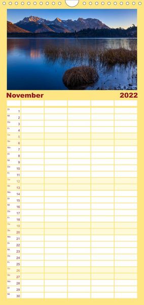Produktbild: Familienplaner Licht &uuml;ber Alpenlandschaften (Wandkalender 2022 , 21 cm x 45 cm, hoch)