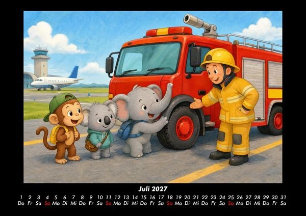 Produktbild: Ein Tag am Flughafen mit Milo, Kiki & Raffi 2027 Fotokalender DIN A3