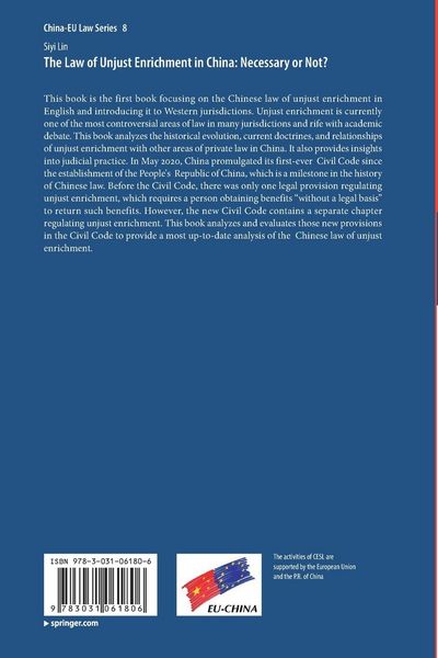 Produktbild: The Law of Unjust Enrichment in China: Necessary or Not?