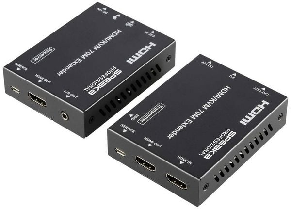 Produktbild: SpeaKa Professional SP-11562928 1 Port HDMI Extender Set &uuml;ber PC steuerbar 4096 x 2160 Pixel Schwarz