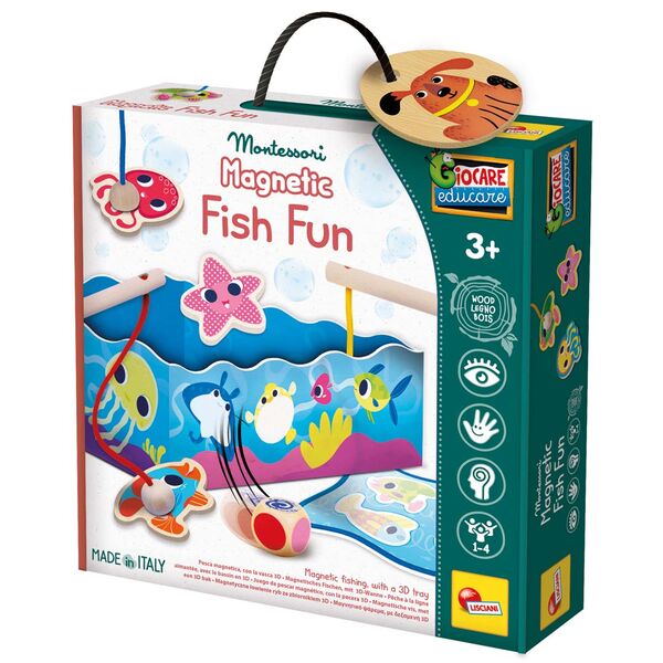 Magnetisches Angelspiel Aus Holz – Mit 10 Fischen & 2 Ruten, Für Kinder Ab 3 Jahren (Frosch-Design)