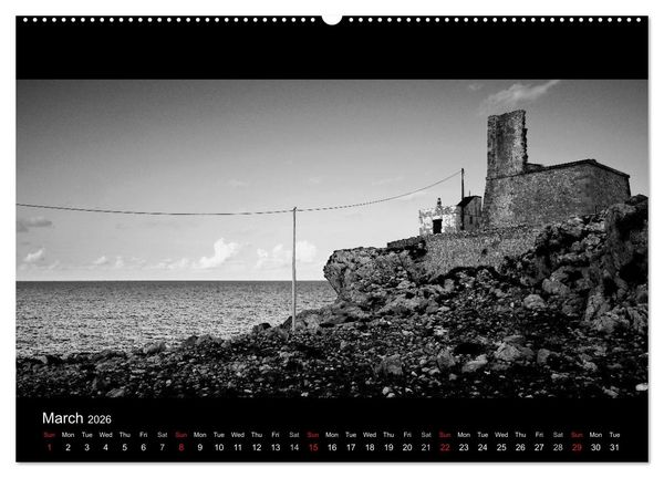 Produktbild: Black and White Sicily (High Quality Premium Wall Calendar 2026 DIN A2 landscape),CALVENDO 12 Month Wall Calendar
