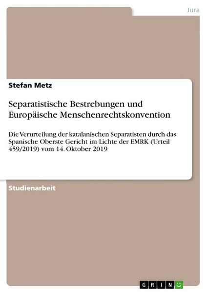 Produktbild: Separatistische Bestrebungen und Europ&auml;ische Menschenrechtskonvention