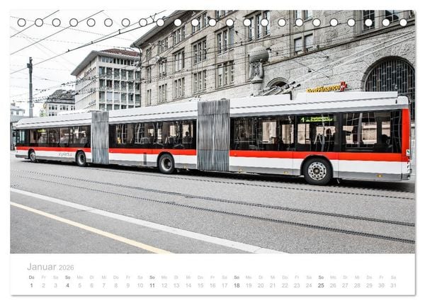Produktbild: Bus, Bahn und Co. - Faszinierende Fahrzeuge (Tischkalender 2026 DIN A5 quer), CALVENDO Monatskalender