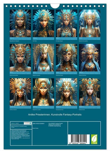 Produktbild: Antike Priesterinnen. Kunstvolle Fantasy-Portraits (Wandkalender 2026 DIN A4 hoch), CALVENDO Monatskalender