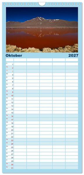 Produktbild: Familienplaner 2027 - Bolivien Andenlandschaften mit 5 Spalten (Wandkalender, 21 x 45 cm) CALVENDO