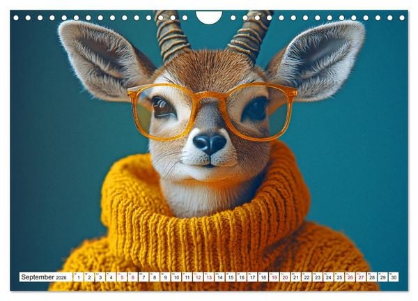Produktbild: Strick-Pfoten - Flauschige Freunde in gestrickten Meisterwerken (Wandkalender 2026 DIN A4 quer), CALVENDO Monatskalender
