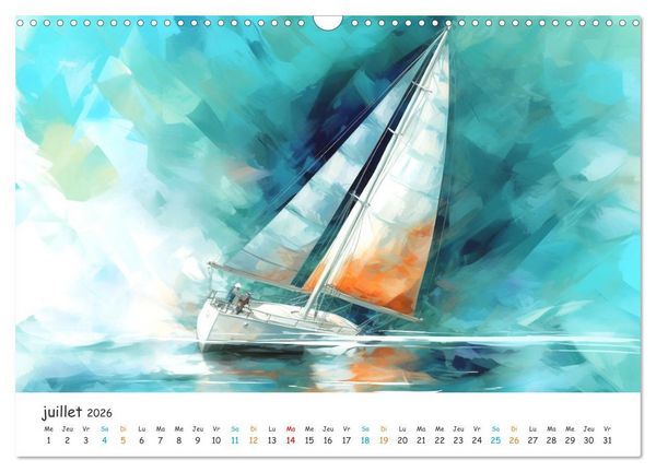 Produktbild: Voiles au gr&eacute; du temps (Calendrier mural 2026 DIN A3 vertical), CALVENDO calendrier mensuel
