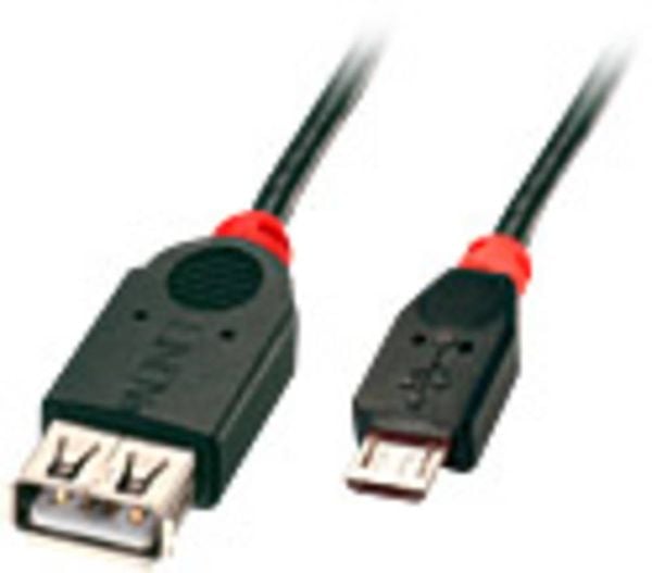 LINDY USB-Kabel USB 2.0 USB-Micro-B Stecker, USB-A Buchse 1.00m Schwarz mit OTG-Funktion 31936